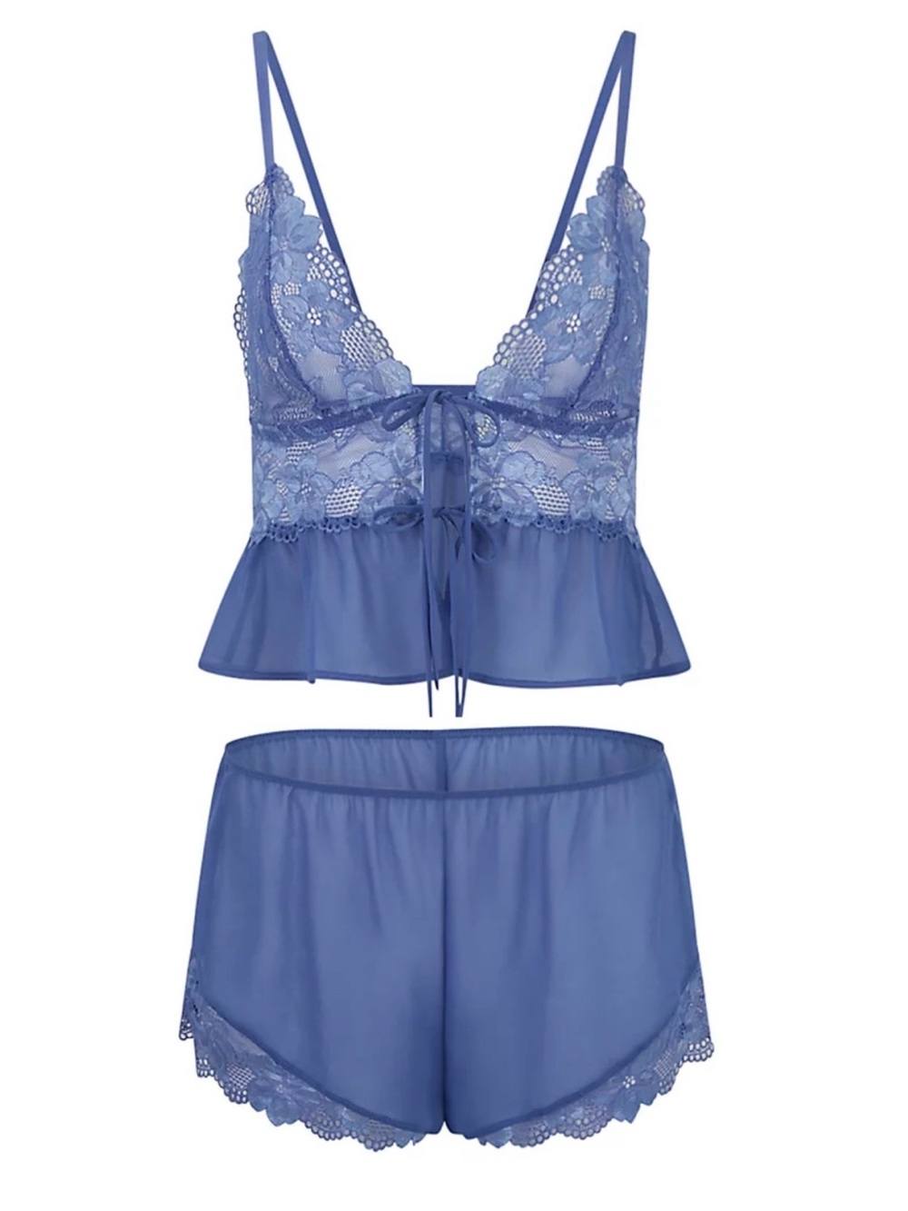 Adore Me Blue Lace & Chiffon Camisole & Short Set (Tammy)